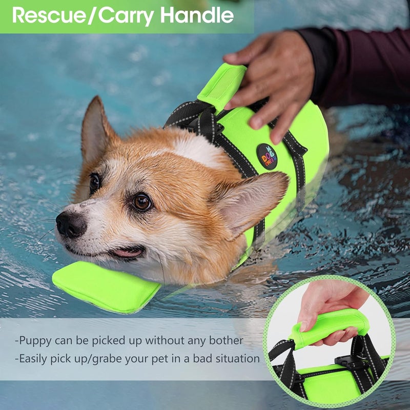 Dogcheer Dog Life Jacket with Back Zipper, High Buoyancy Puppy Swimming Vest, Dog Life Vest for Boating, Reflective Pet Floating Swim Vest PFD for Small Medium Large Dogs-Green,XS - Image 4